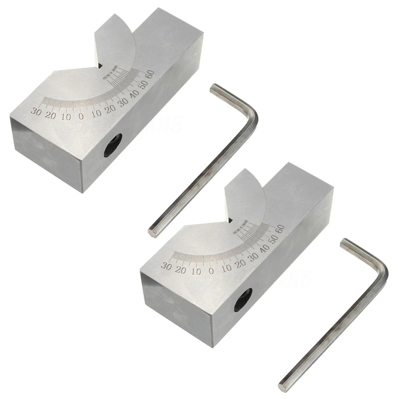 

2X 75X25x32mm Precision Mini Adjustable Angle V Block Milling 0 Degree To 60 Degree