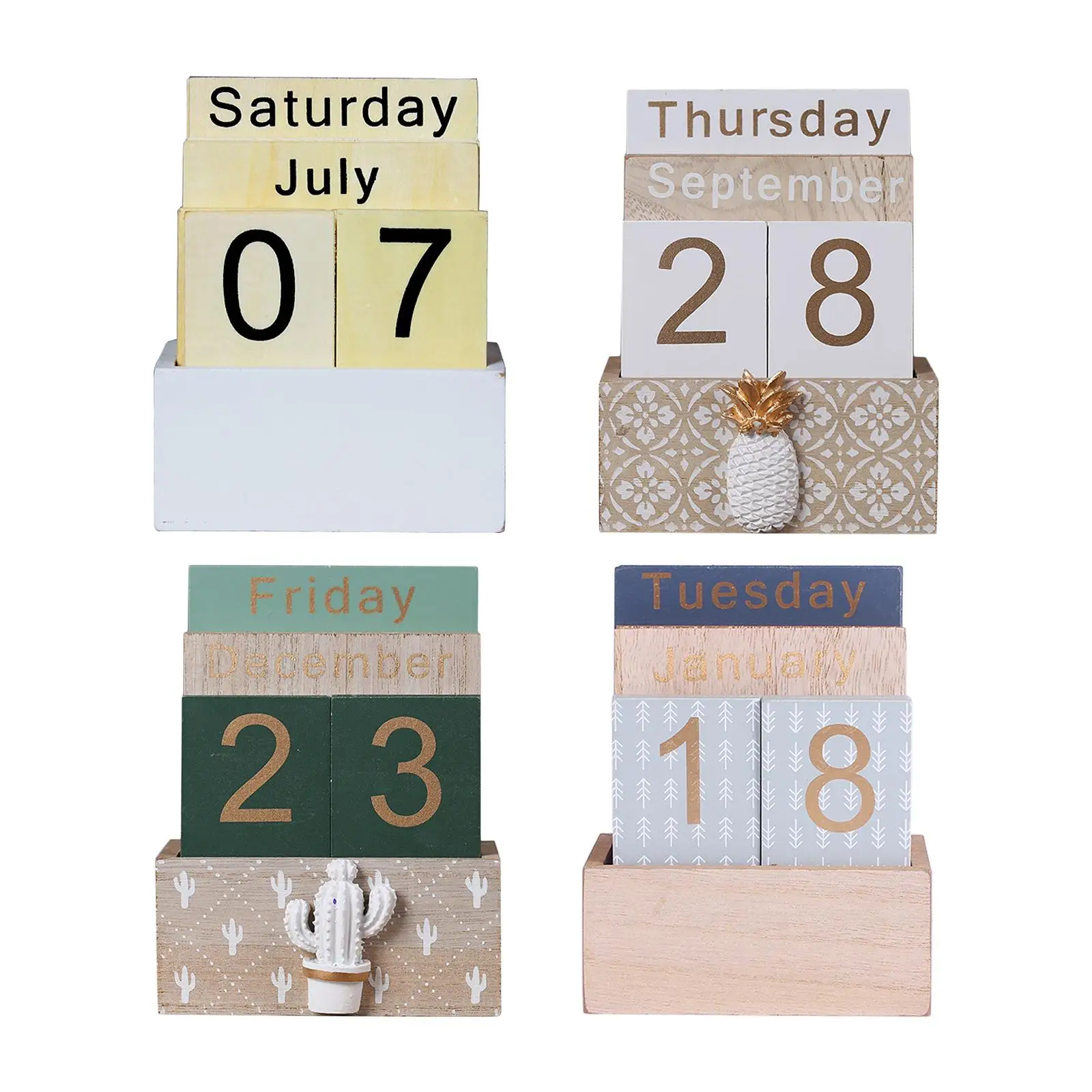 

Creative Calendar Wooden Chic Perpetual Antique Style for Bedroom Decor Hotel Living Room Kitchen