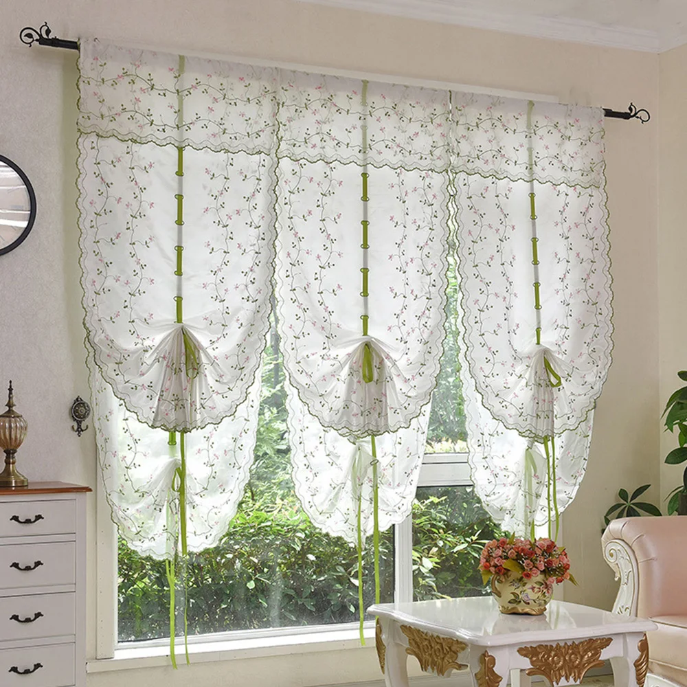 

Cortinas European Style Roman Hanging Curtains For Kitchen Tulle Solid Sheer For Bedroom Window Voile Panel Lifting Curtain Tool