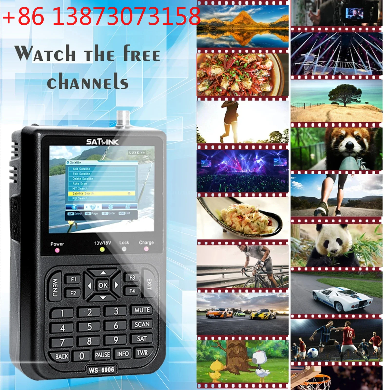 Фото SATLINK WS6906 Прибор для измерения спутникового сигнала с 3,5-дюймовым портативным ЖК-дисплеем высокой четкости WS-6906 №1