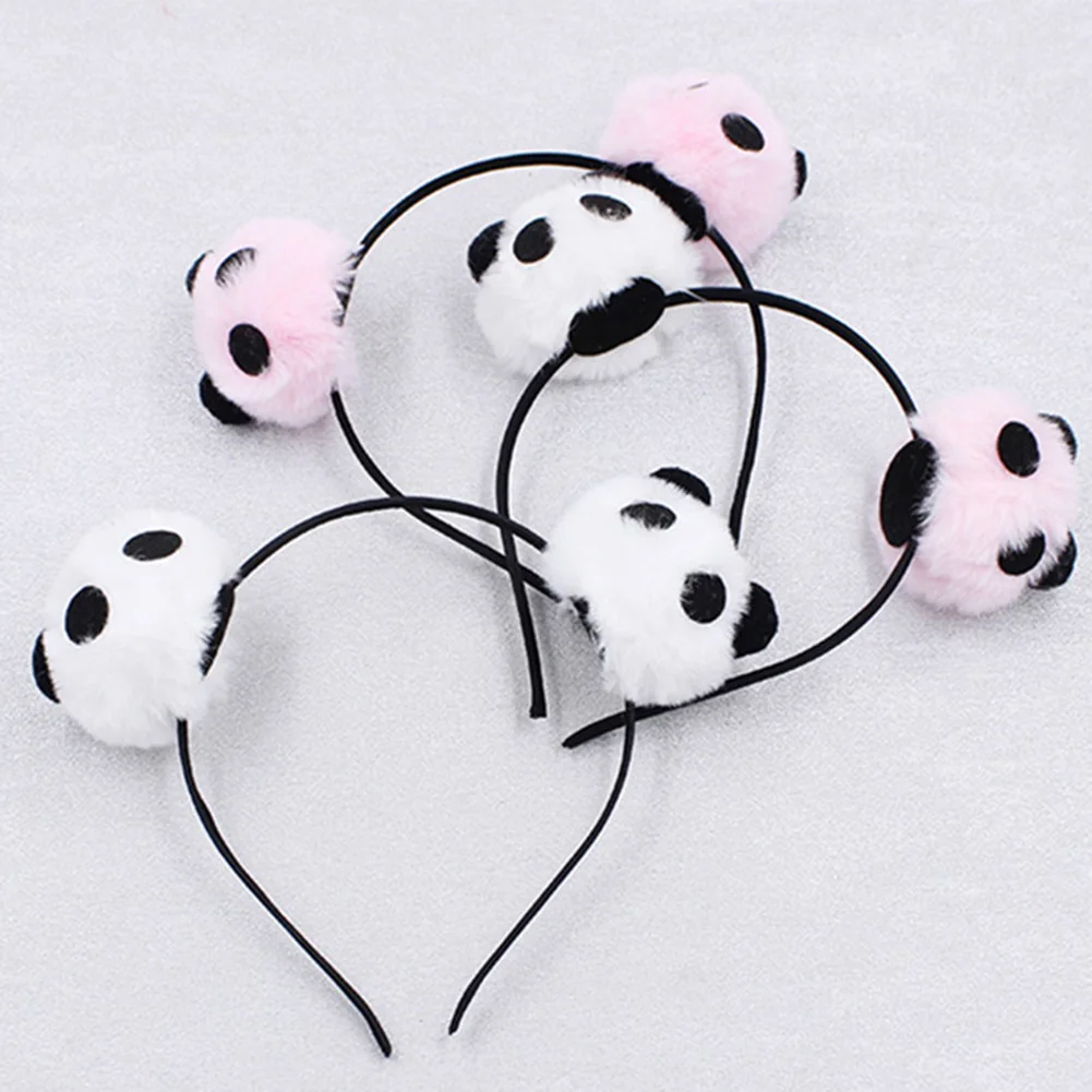2022 милые однотонные уши панды повязки для волос девочек Дети красочные пушистые