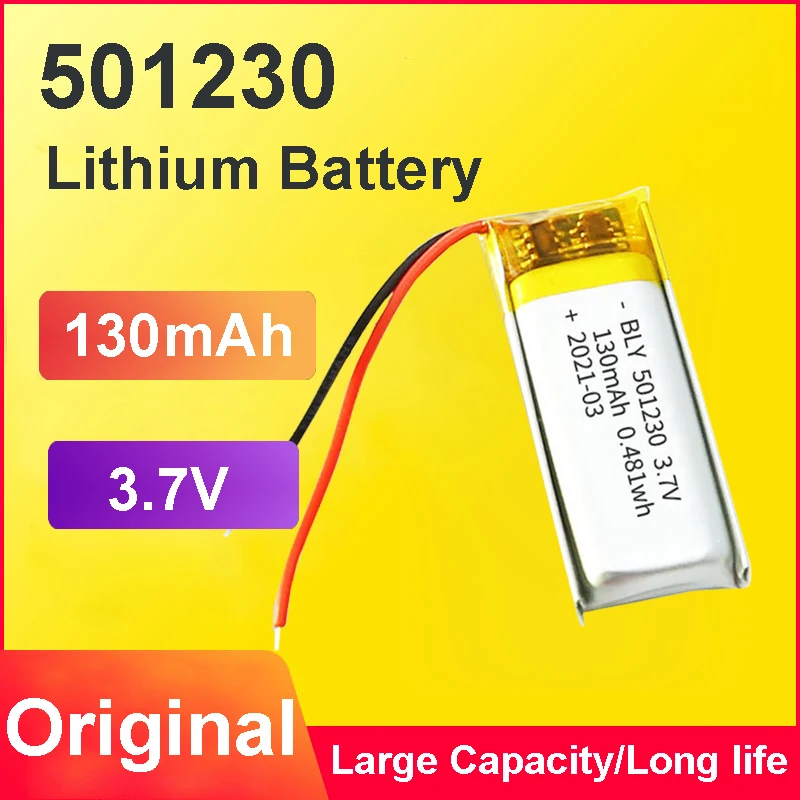 

130 мАч 501230 полимерная батарея 3,7 в перезаряжаемая литиевая батарея для портативного зарядного устройства камера умные часы электрические и...