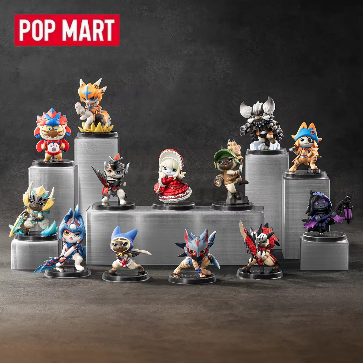 Фото POP MART Monster Hunter Palico Series: Коллекционные фигурки-сюрпризы в закрытых коробках, настольные украшения, милые аниме-фигурки №1