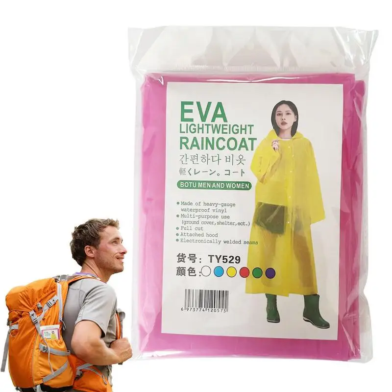 

Portable Raincoat For Travel Waterproof Long Raincoat Lightweight Hooded Raincoat EVA Individually Wrapped Raincoats