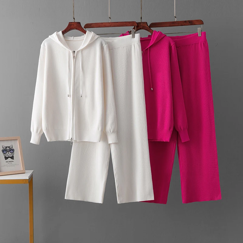 Женский Комплект Спортивной Одежды Trikotaj С Кардиганом Капюшоном И Широкими