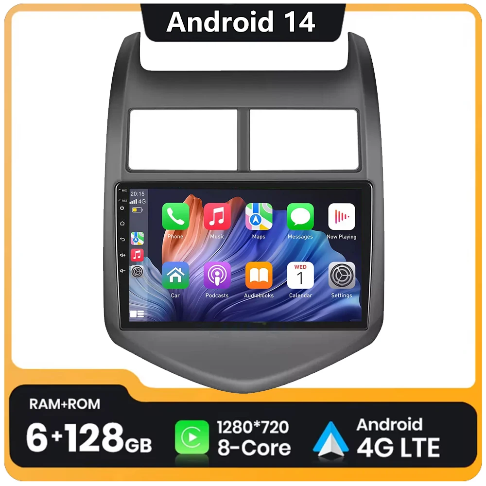 Автомобильное радио Android 14 для Chevrolet Aveo 2 Sonic T300 2011 2012 2013-2015 Мультимедийный плеер