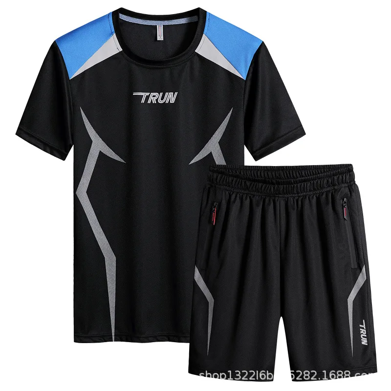 

2022 Summer Running Jogging Sets Men Sportswear Short Sleeve Clothes Fitness Basketball Tennis Soccer Gym Polyester Sweat Suits