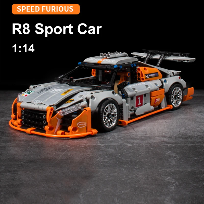 

Technical 1:14 Ratio Famous 911 R8 Sport Car Building Blocks 1400+PCS Bricks Super Speed Vehicle Model Toys Gifts For Boy Friend