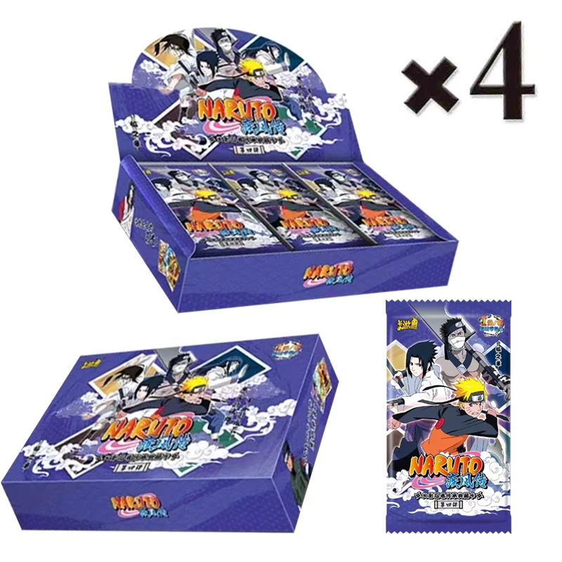 

4BOX Wholesale Naruto Collection Cards Board Playing Games Booster Box Carts Paper Kids Anime Gift Table Christmas Brinquedo