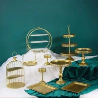 Ins Cake Stand Bread Dessert Plate Banquet Wedding Decorative Metal Display Stand Rack Pastry Tray Afternoon Tea Snack Stand