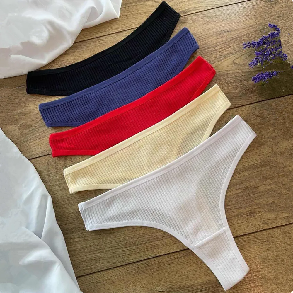 

10 шт., женские хлопковые трусики-стринги с низкой посадкой