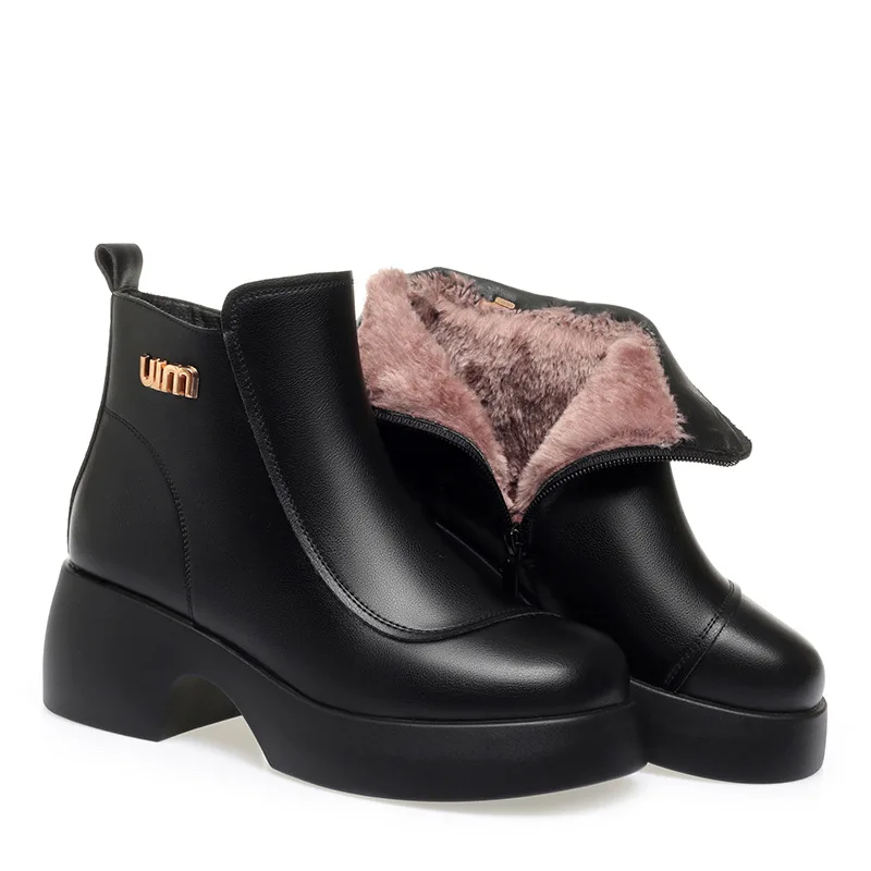 Женские Модные осенне-зимние повседневные удобные женские кожаные ботинки на