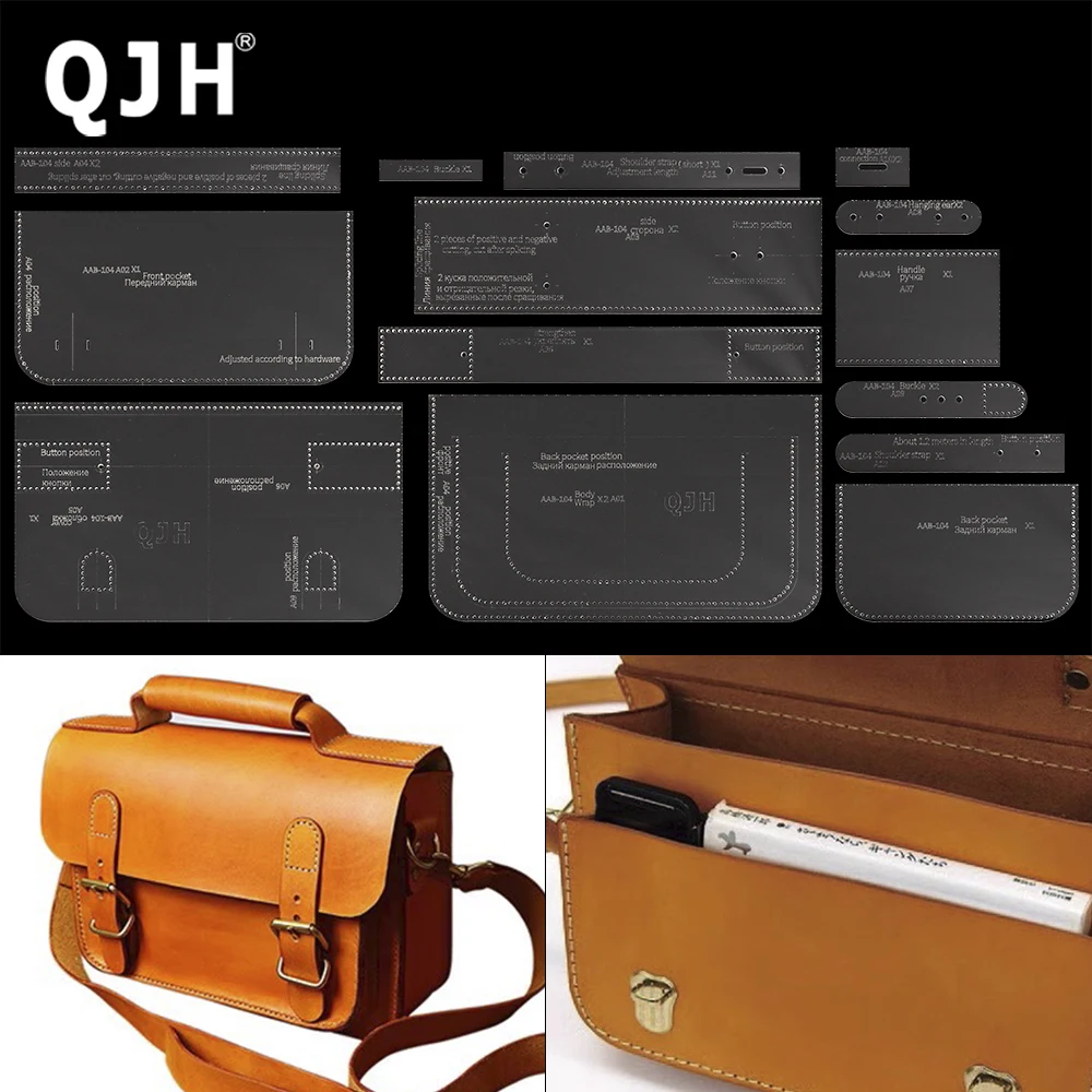 

QJH Single Shoulder Crossbody Cambridge Bag Acrylic Template DIY Leather Craft with Hole Template Sewing Pattern Accessories