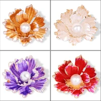 korea pearl peony brooches for women and girl cute flower pin cheongsam womens accessories pin jewelry gift