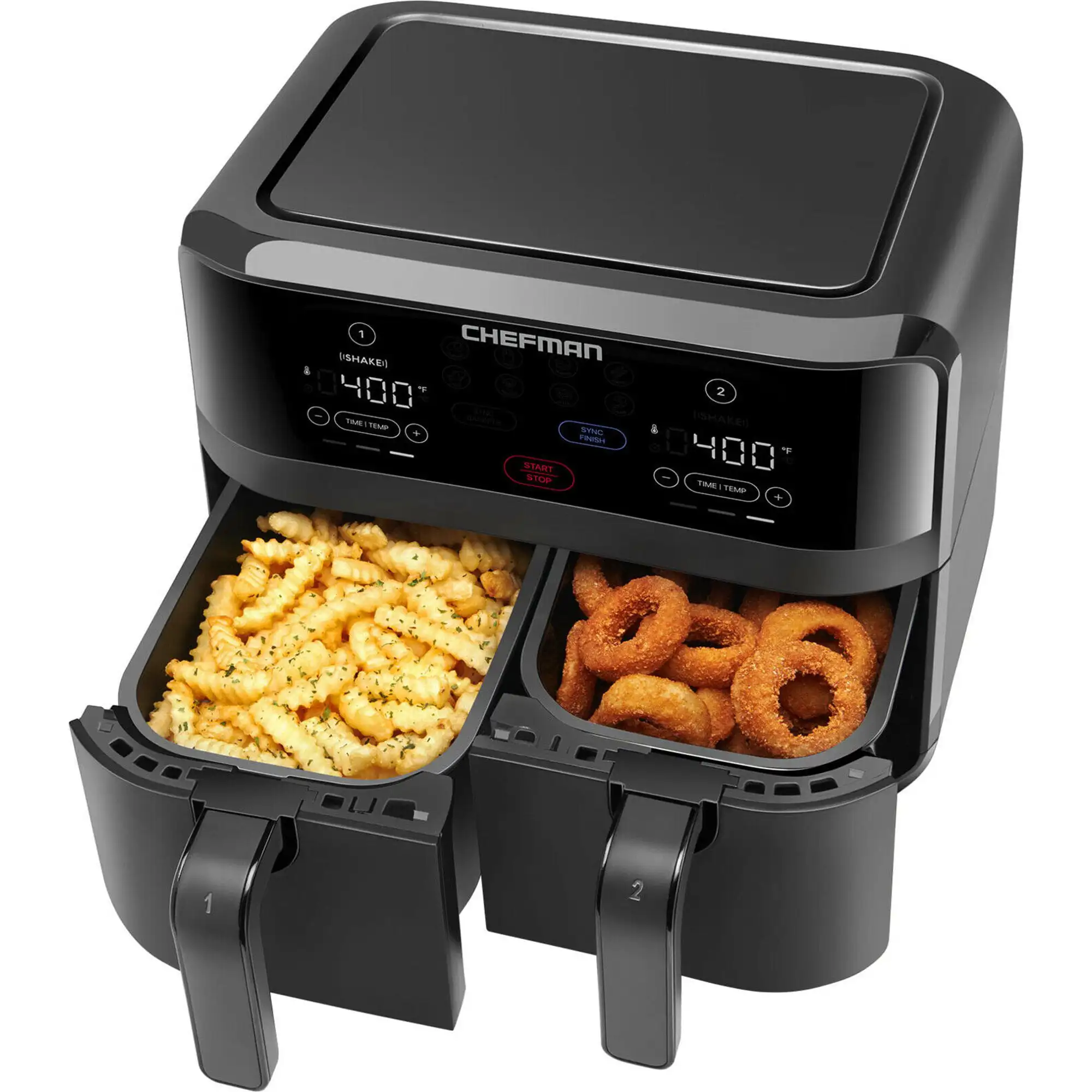 

Турбофритюрница с цифровым сенсором и двойной корзиной, XL 9 Qt, 1500 Вт, Черная