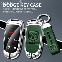 car metal leather key case cover shell auto protection for dodge charger dart ram 1500 challenger durango chrysler 300c wrangler