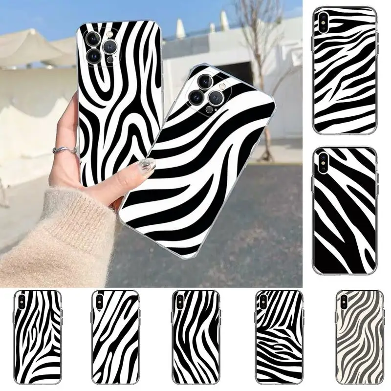 

Zebra Skin Phone Case For iPhone 14 13 12 11 Pro Max XS X XR SE 2020 6 7 8 Plus Mini Protective Shell