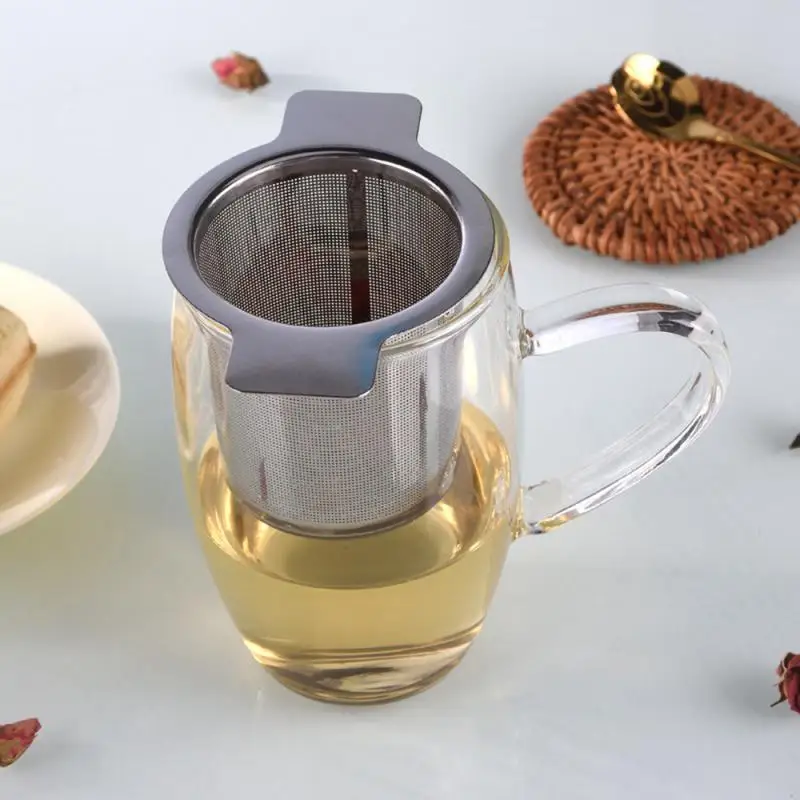 

Double Handles Tea Infuser Loose Leaf Tea Strainer With Lid Teapot Cup Hanging Filter Stainless Steel Fine Mesh Coffee Filter