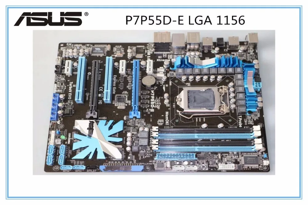 Для ASUS P7P55D-E материнская плата DDR3 LGA 1156 USB2.0 USB3.0 для процессора I5 I7 16 Гб P55 десктопная