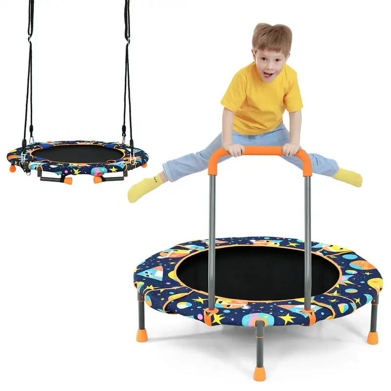 

2-in-1 Foldable Rebounder Trampoline and Swing Combo with Sturdy Ropes Workout equipment Hand grip Grip strengthener Exercise eq