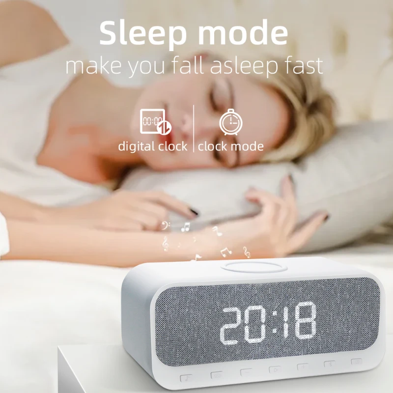 

15W Mobile Phone Wireless Charging Desktop Alarm Clock Audio Wireless Bluetooth Speaker Multifunctional Portable Radio Boom Box