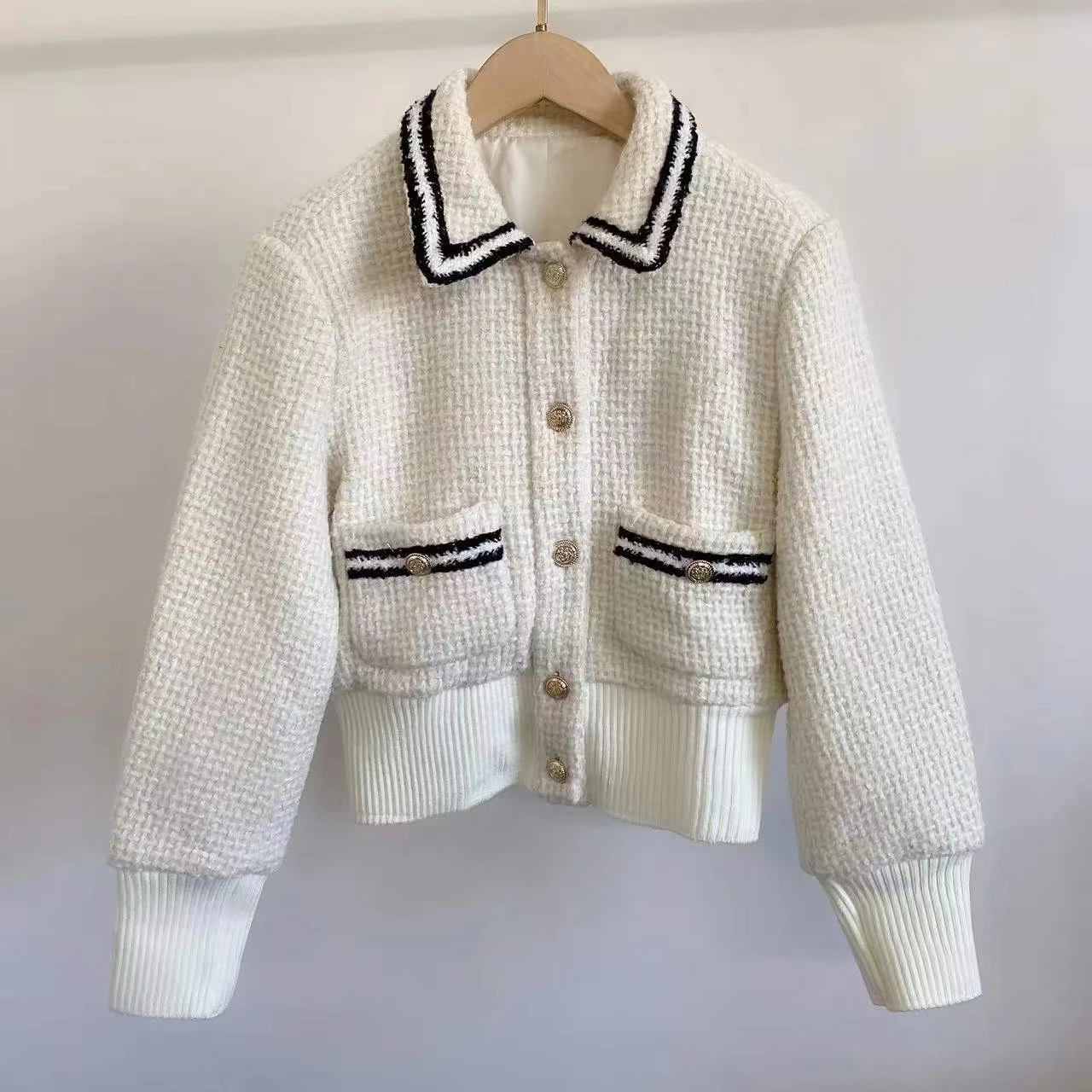 

Popular Autumn and Winter Women's Coat Fashion Comfortable Lapel Tweed Slim Fit Solid Color Wool Coat Women