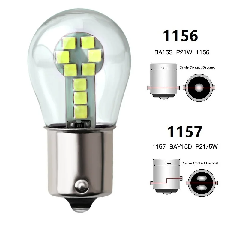 1 шт. BA15S P21W 1156 Светодиодная лампа 1157 BAY15D P21/5W R5W R10W ...