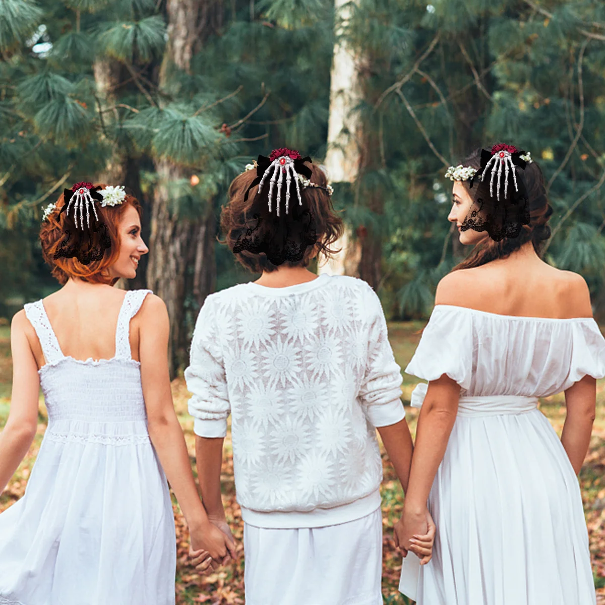 Готические заколки для волос брошь с костями рук пряжка на голову головной убор