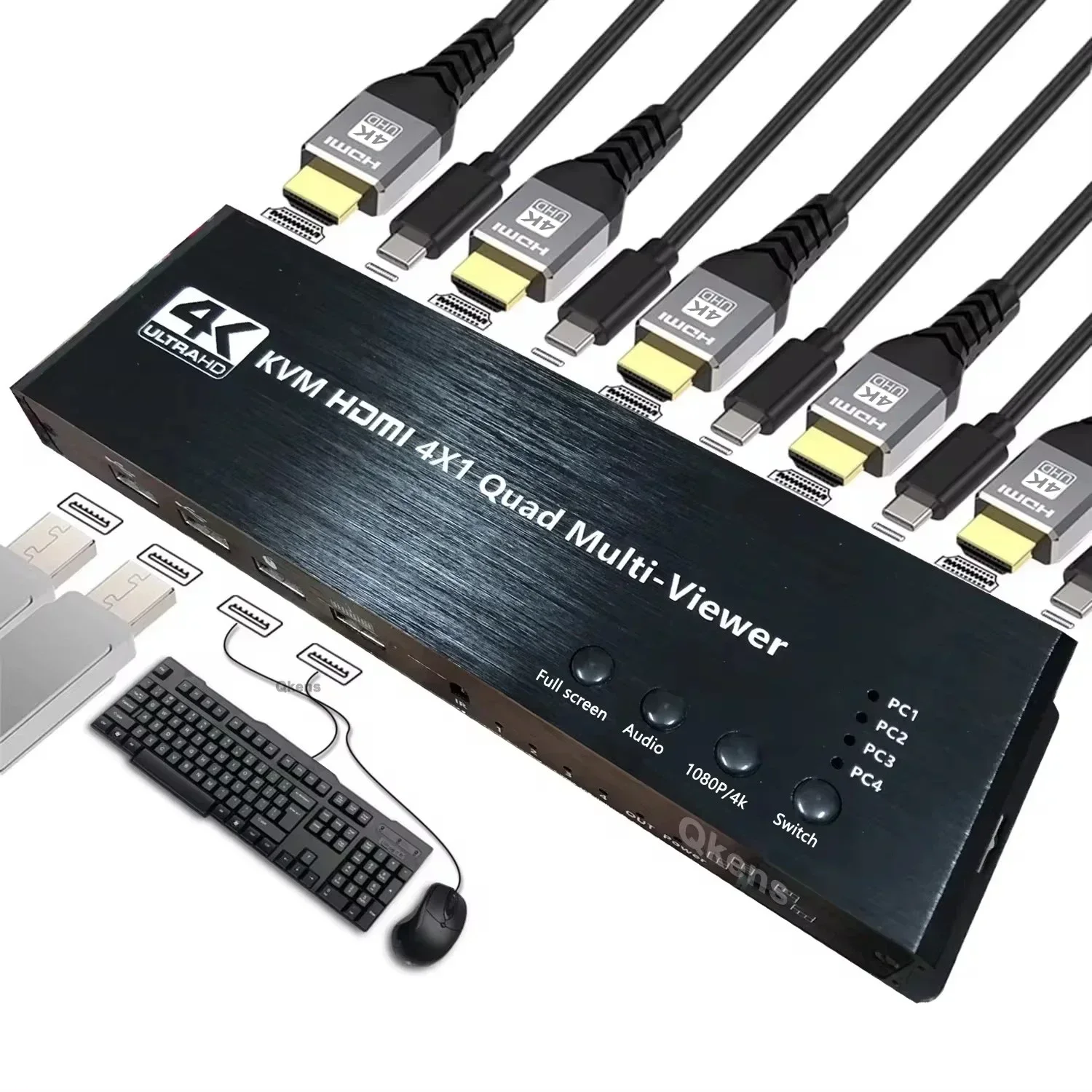 

Мультипровер HDMI 1080p 4K 4x1 KVM HDMI Quad Multiviewer 4 В 1 Выход Бесшовный переключатель Поддержка 4 портативных ПК Поделиться мыши и клавиатуры