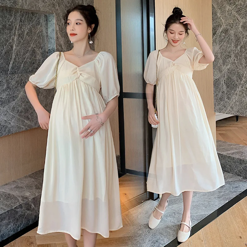 

Pregnant women summer new 2022 pregnant women Xiaoxiangfeng knee-length dress, maternity dress