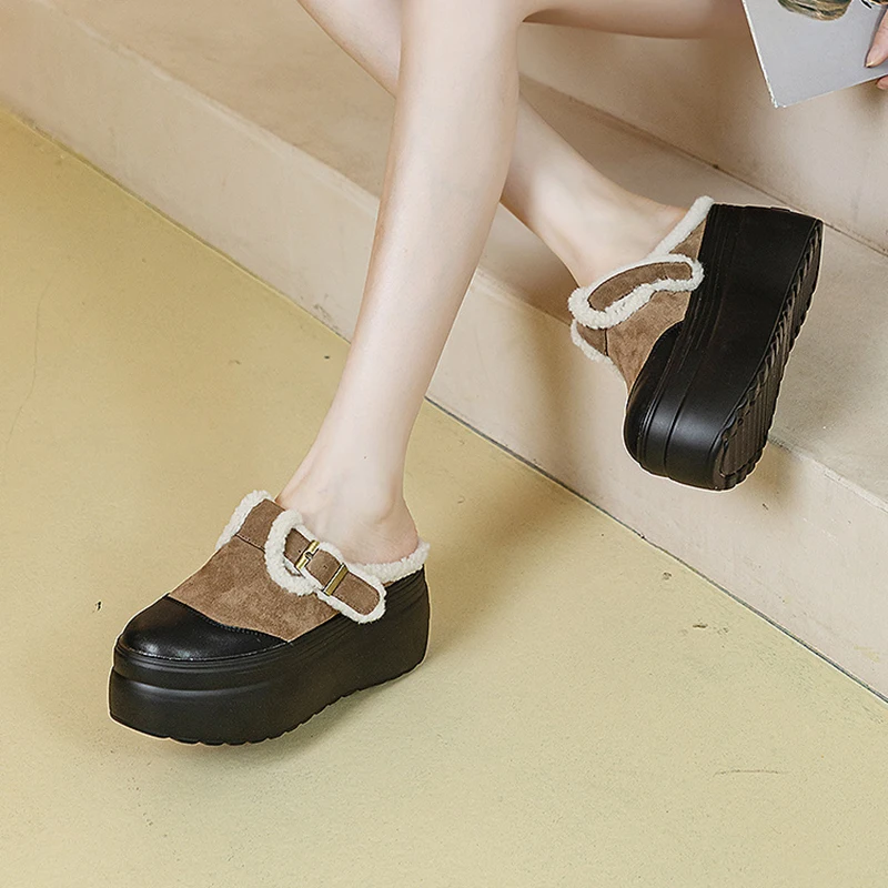 Женские зимние туфли на платформе теплые плюшевые женские Зимние полуботинки из