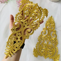 26x14cm rich gold color iron on embroidery patches 2 piecespack 2022 new costume decor application high quality