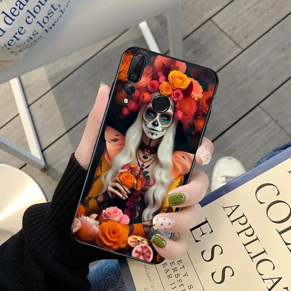 Чехол для телефона Catrina Beautiful Rose Girl с черепом Huawei Y9 6 7 5 Prime Enjoy 7s 8 Plus 7a 9e 9plus 8E Lite Psmart