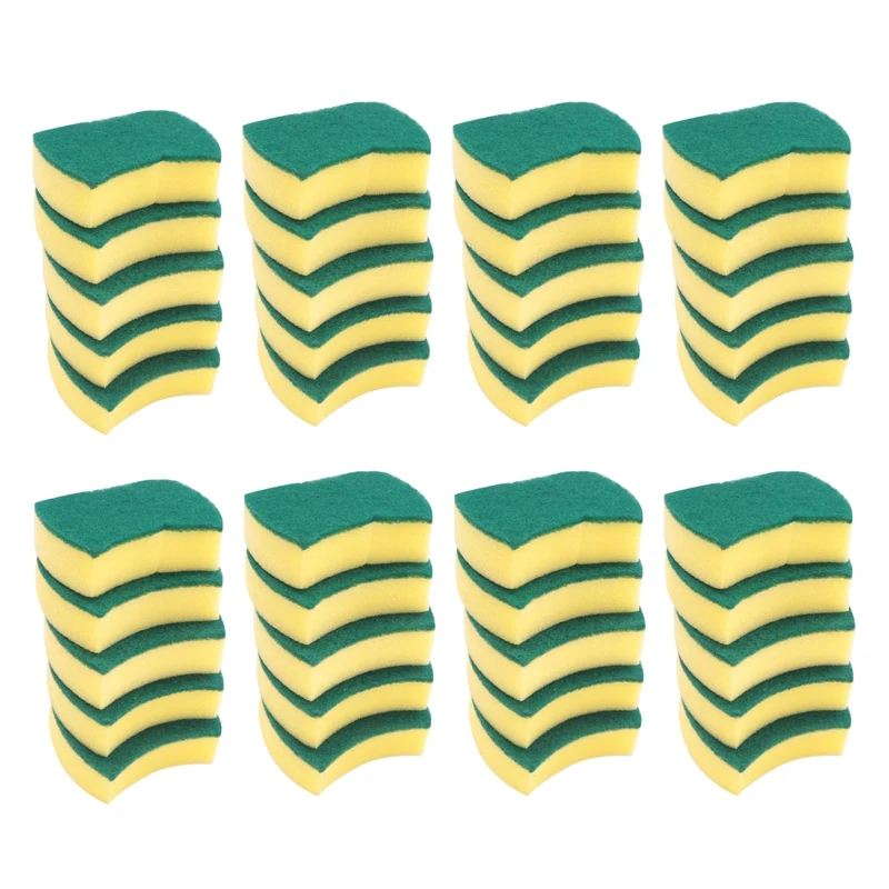 

HOT-240Pcs Multi-Purpose Double-Faced Sponge Scouring Pads Dish Washing Scrub Sponge Stains Removing Cleaning Scrubber Brush