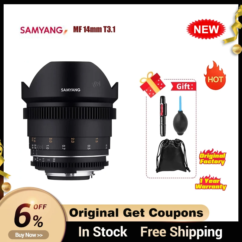 Samyang MF 14 мм T3.1 VDSLR MK2 яркий ультра широкий угол Cine Lens Nikon F Sony E 4/3 Canon EF фиксированное