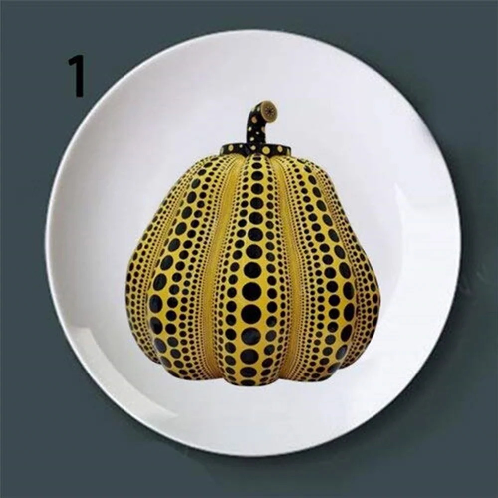 Декоративная подвесная тарелка в японском стиле с тыквой керамическая красочная