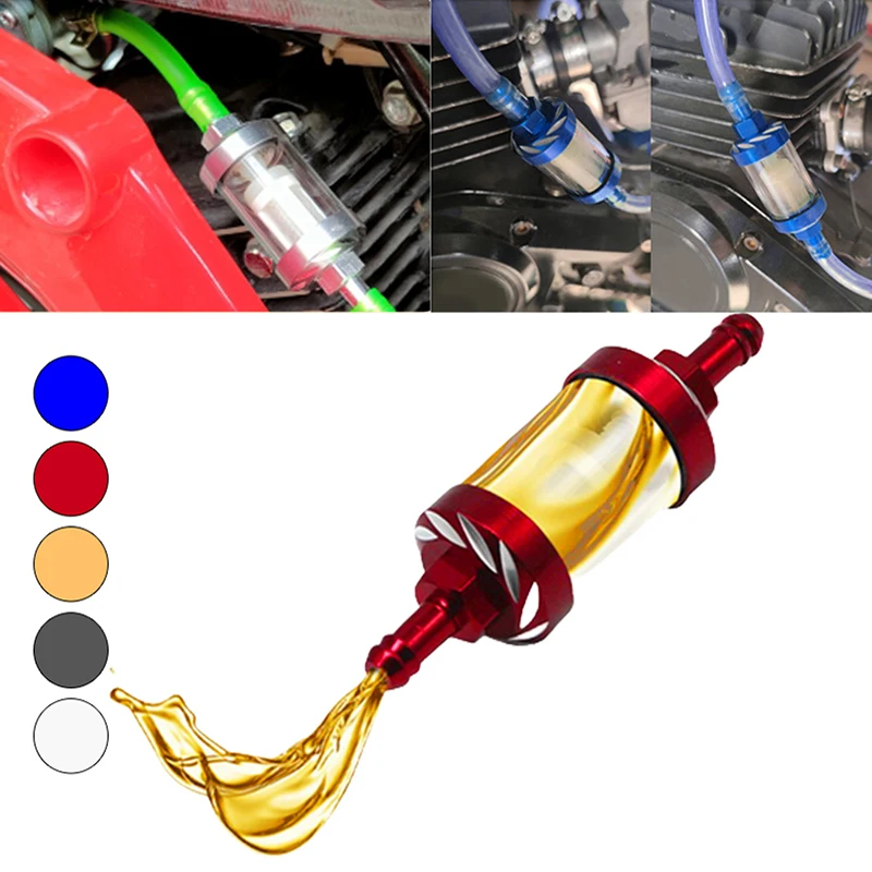 

8mm CNC Aluminum Alloy Motorcycle Gas Fuel Gasoline Oil Filter Moto Accessories For ATV Dirt Pit Bike Motocross