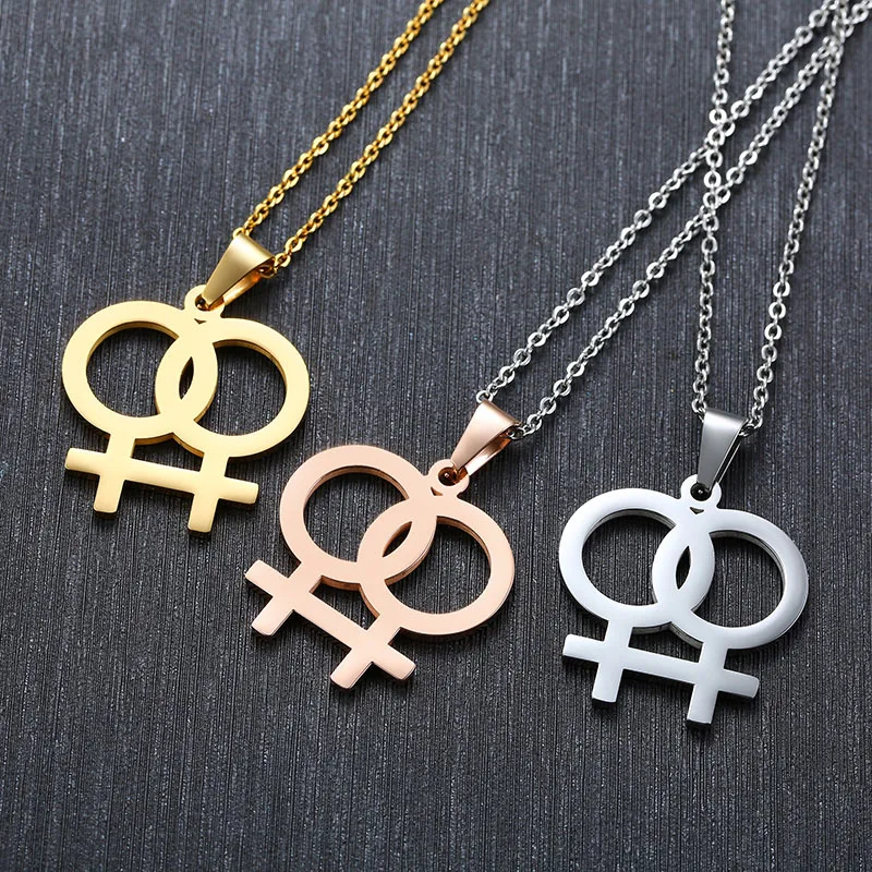 

Rainbow pride Titanium Steel Lesbian BISEXUALS Retro Lovers Necklace Ornaments gifts