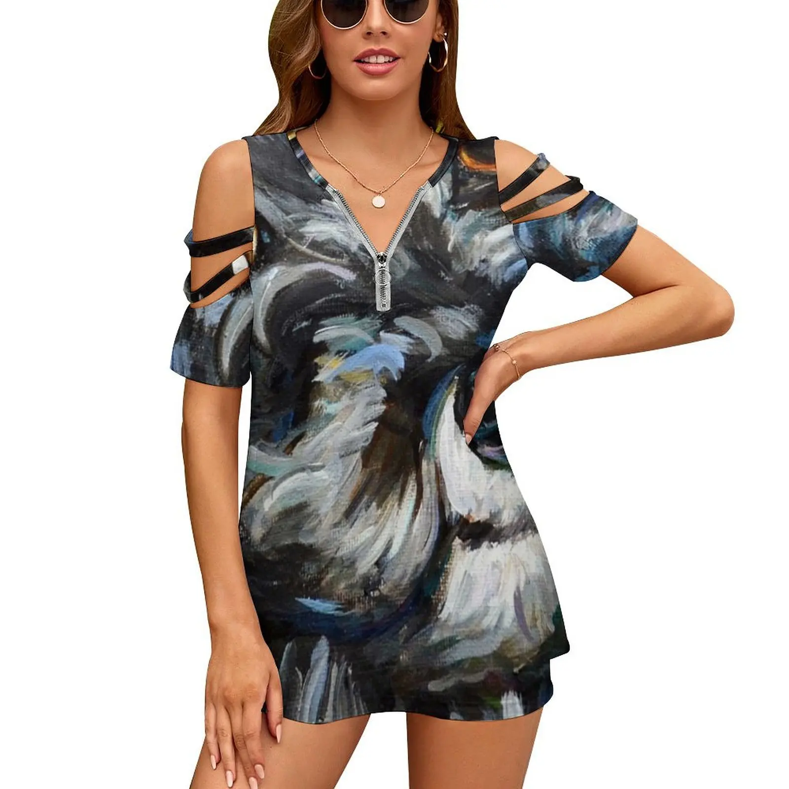 Милый и уютный шнудл Роберта Филпса женские футболки на молнии с принтом