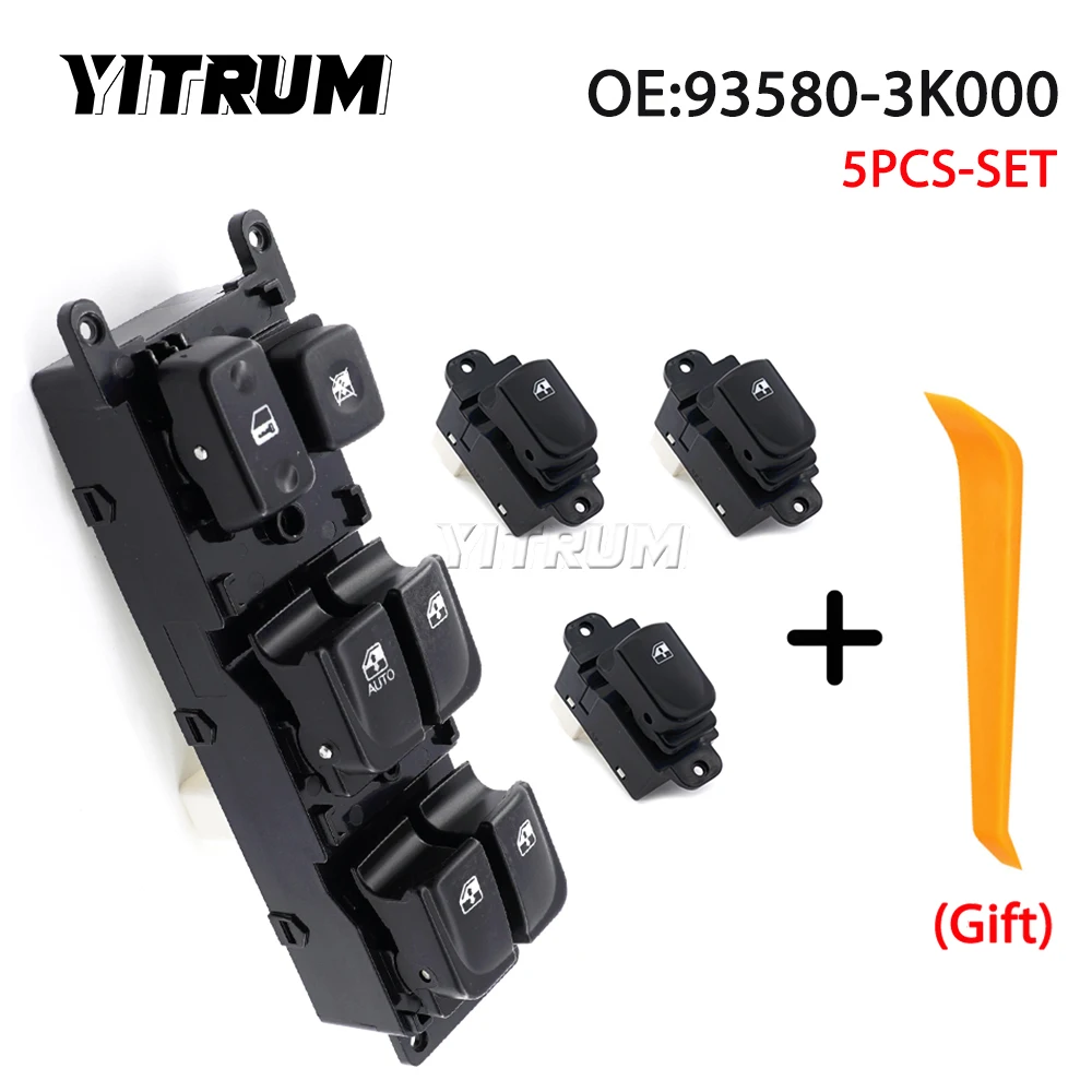 

YITRUM 93580-3K000 93570-3K010 главный переключатель стеклоподъемника с левым рулем для Hyundai Sonata 2005-2007 Sonata NF 2007