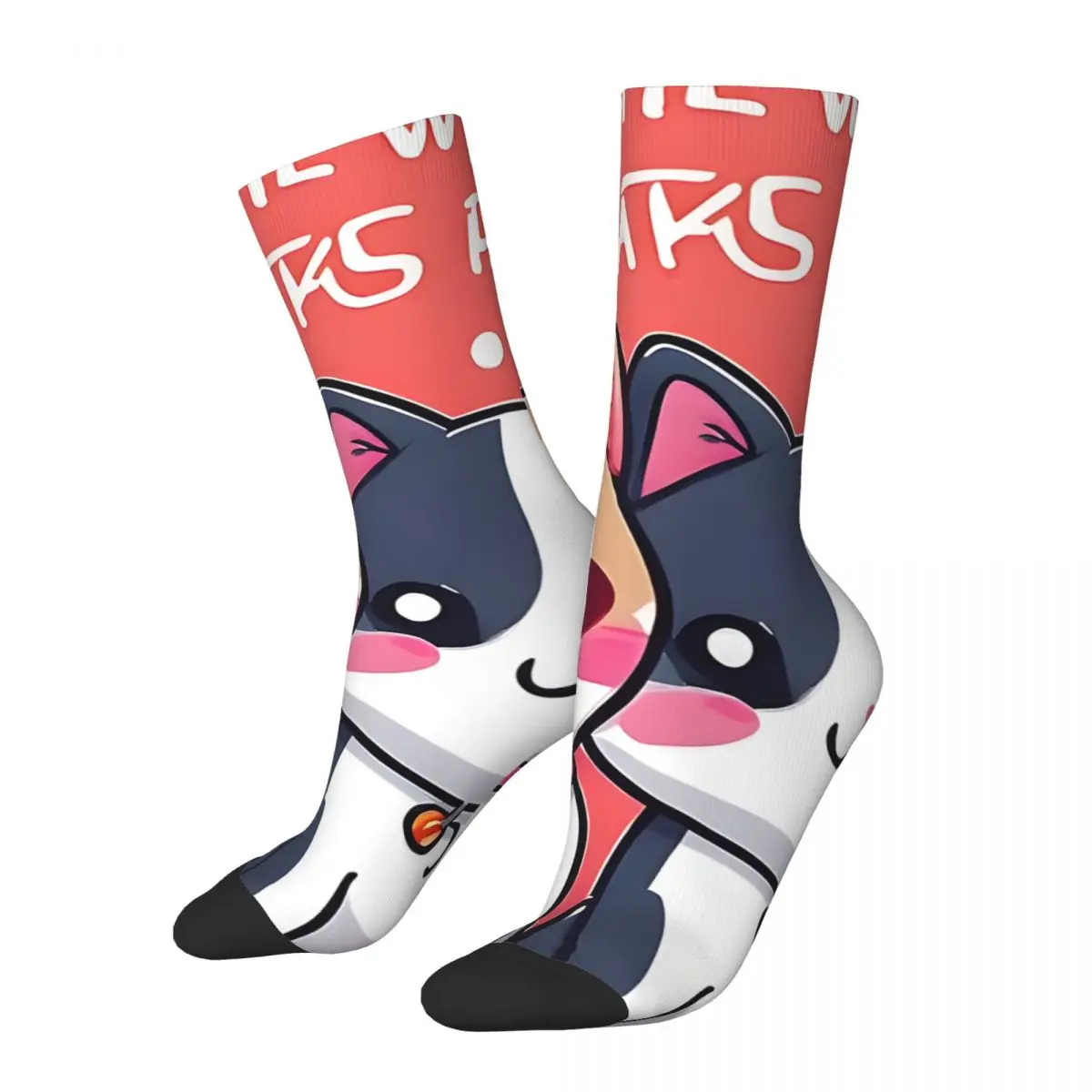 Ретро Purrfect Teamwork Adorable Cat Duo Artwork Мужские компрессионные носки унисекс Harajuku