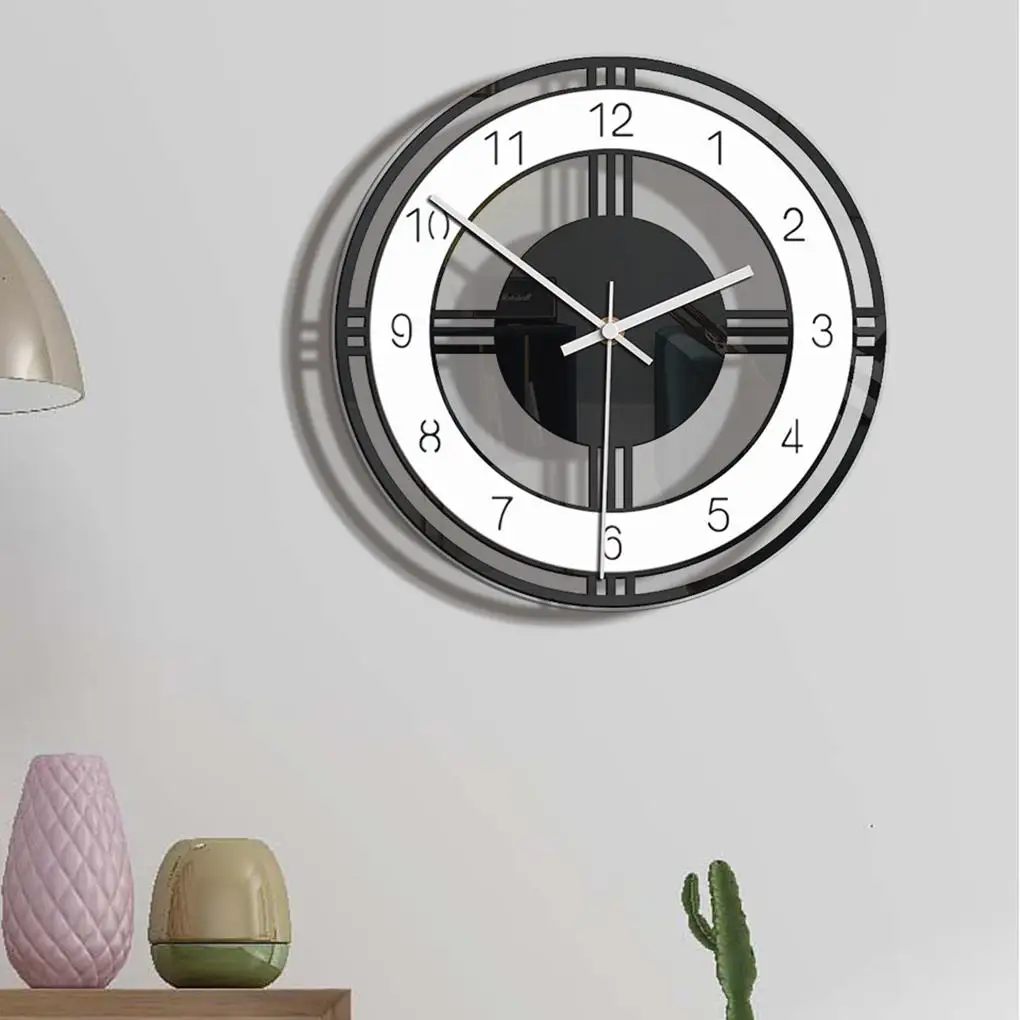 

1pcs Round Dial Wall Clock Home Living Room Bedroom Acrylic Metal Pointer Clock Simple Vintage Style Decoration Wall Clock