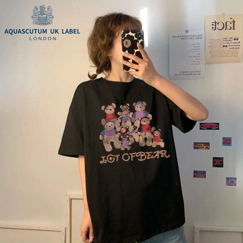 

Aquascutum Summer new short sleeve T-shirt bear loose short sleeve