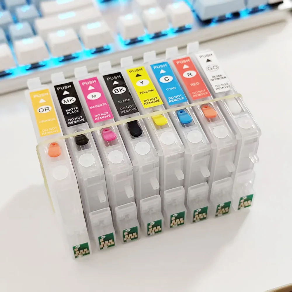 Фото 8 цветов, пустые картриджи T0540-T0549 с постоянным чипом для принтеров Epson Stylus Photo R800 R1800 №1