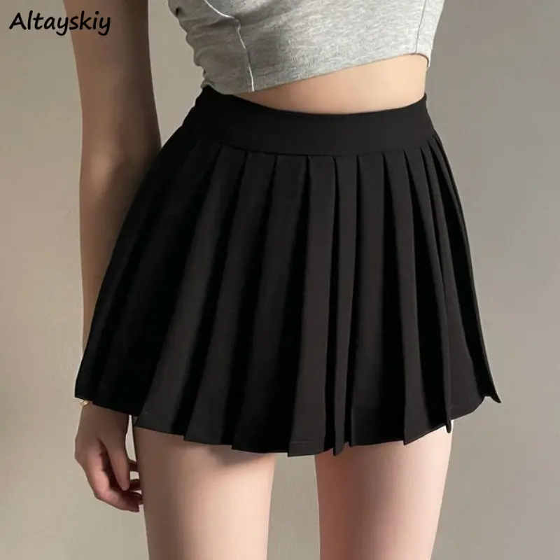 

Mini Pleated Skirts Women Solid Fashion Sexy Preppy Style Casual High Waist Faldas Mujer All-match Streetwear Basic Chic Summer