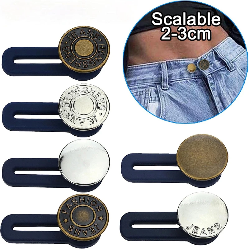 

5 PCS Buttons Waist Extender Magic Metal Snaps For Clothes No Sewing Retractable DIY Elastic Waistband Expander for Pants Jeans