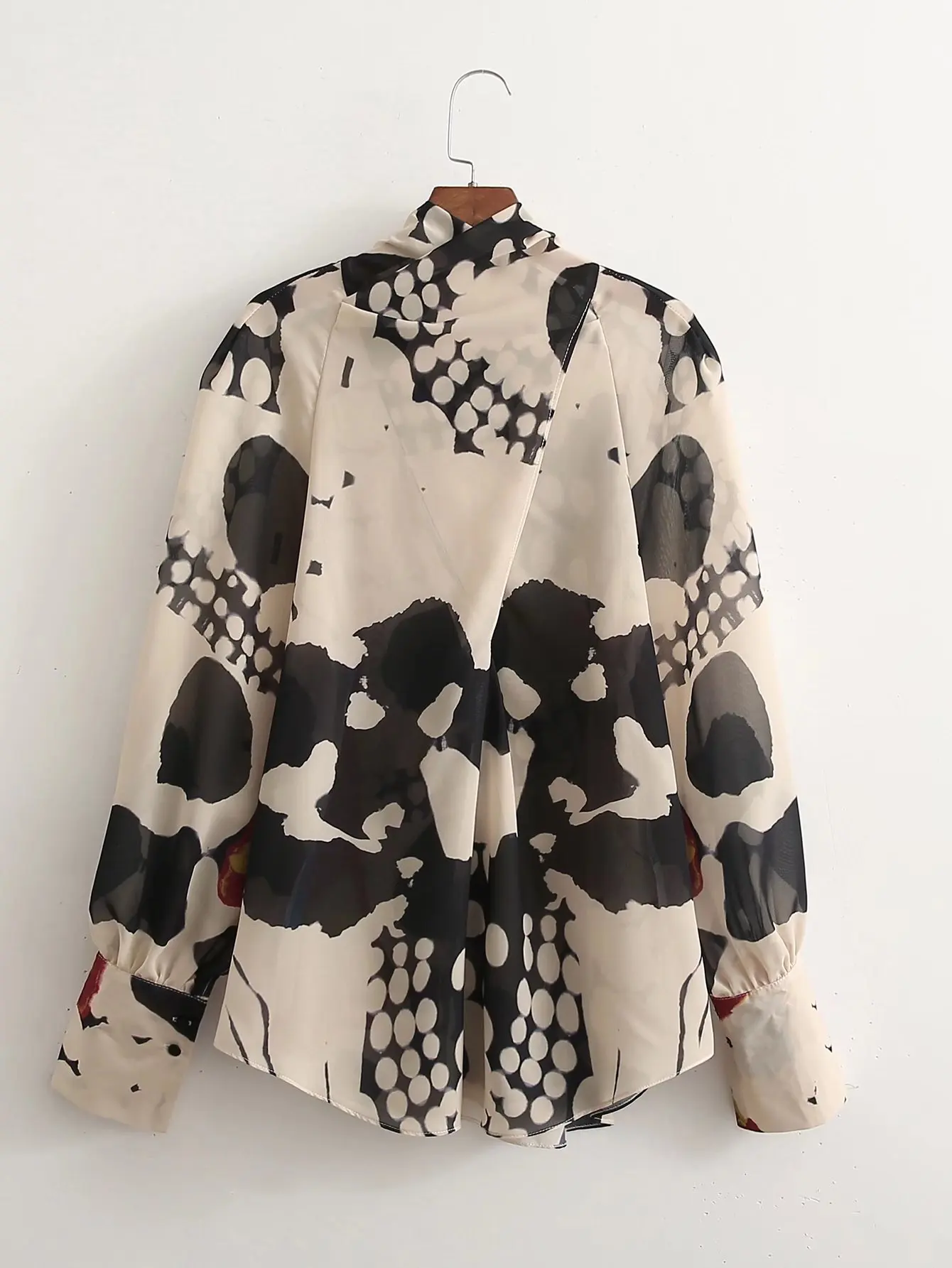 Zevity Женские винтажные шифоновые блузки контрастных цветов с принтом граффити