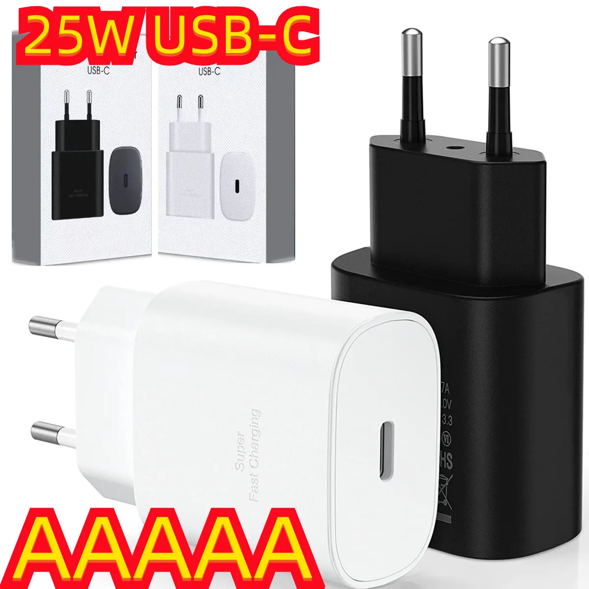 10 шт. AAAAA высокое качество 25 Вт Супер быстрая зарядка PD USB-C зарядка настенное зарядное устройство адаптеры питания для Samsung s10 s20 s22 s23