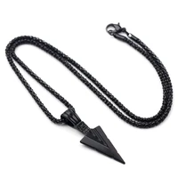 arrow design matte black long men necklace pendant jewelry vintage chain punk rock neck chain for men women necklace 2022 new