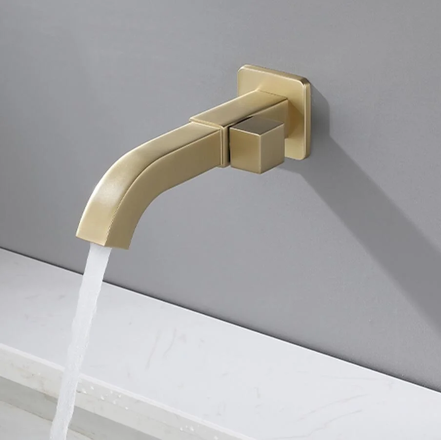 

Concealed Cold Tap In Wall Basin Brass Faucet Brushed Wall Mounted Basin Spout Lavatory Bathroom Sink Faucet Tall